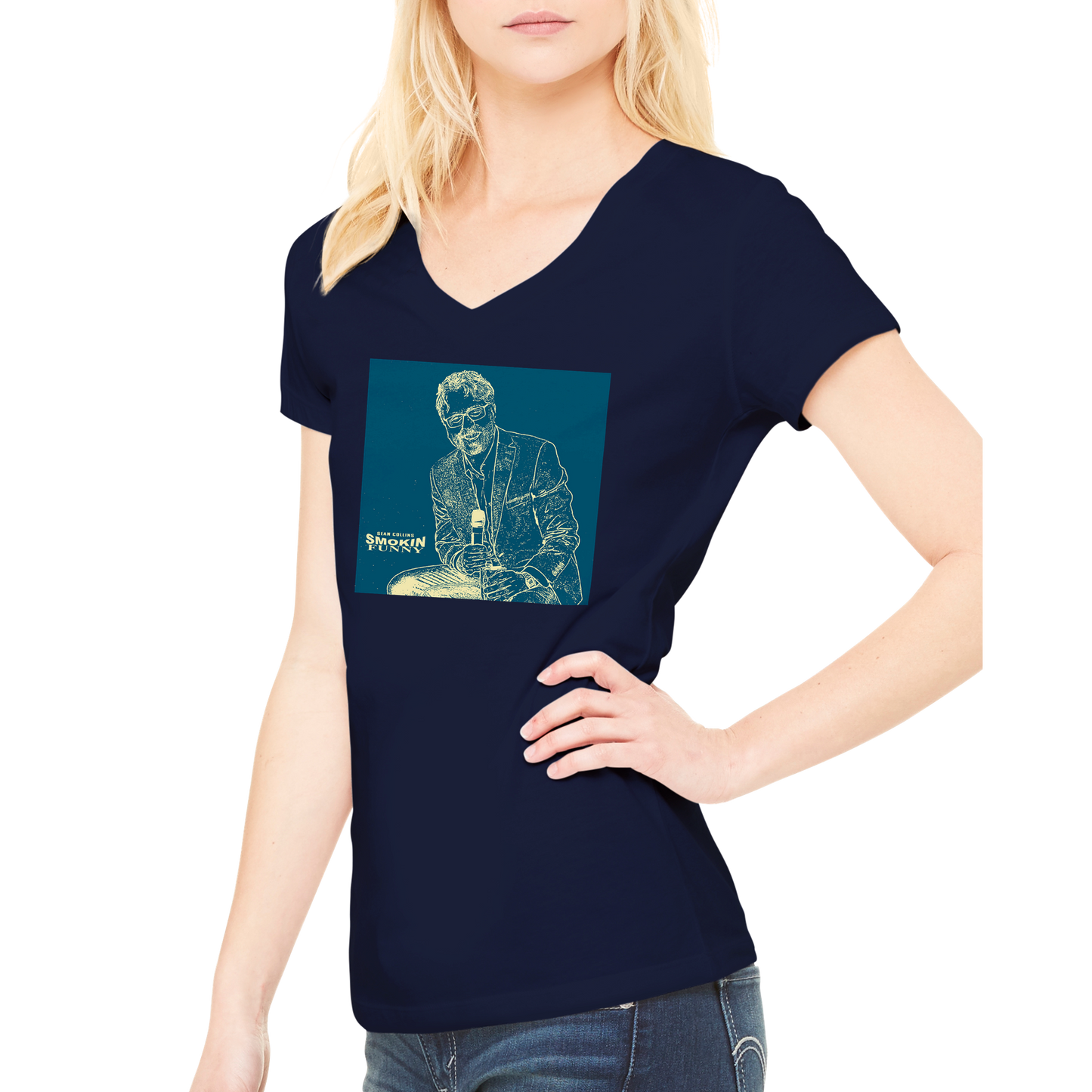 SEAN COLLINS - SMOKING FUNNY - Premium Womens V-Neck T-shirt