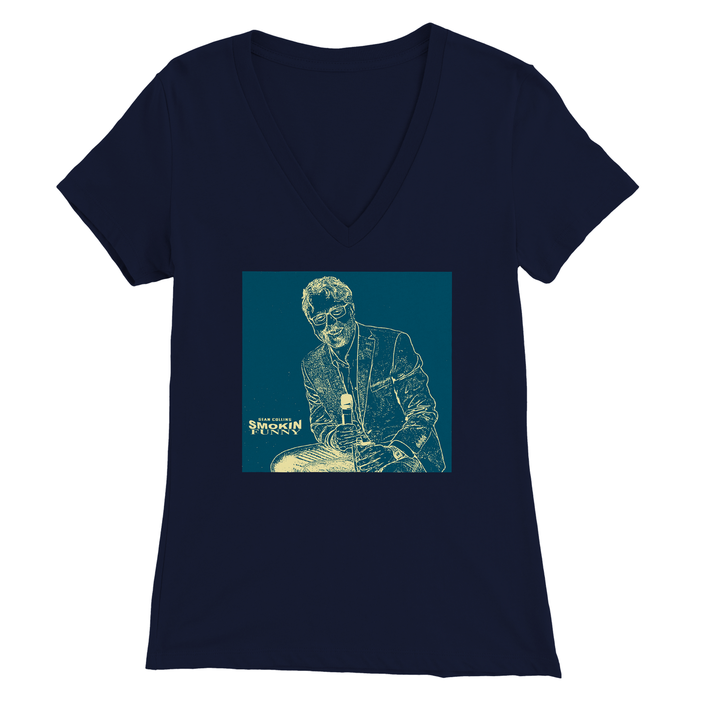 SEAN COLLINS - SMOKING FUNNY - Premium Womens V-Neck T-shirt