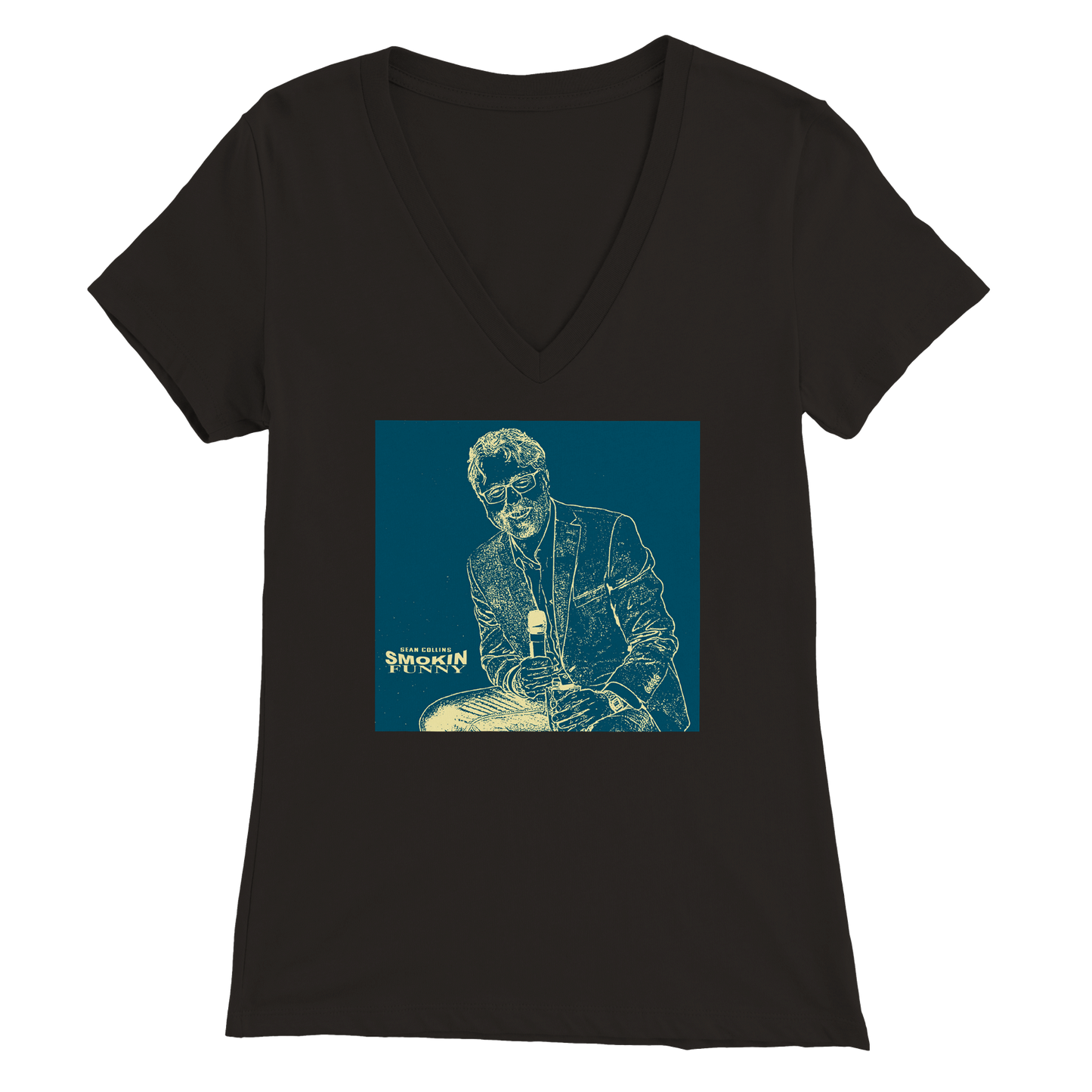 SEAN COLLINS - SMOKING FUNNY - Premium Womens V-Neck T-shirt