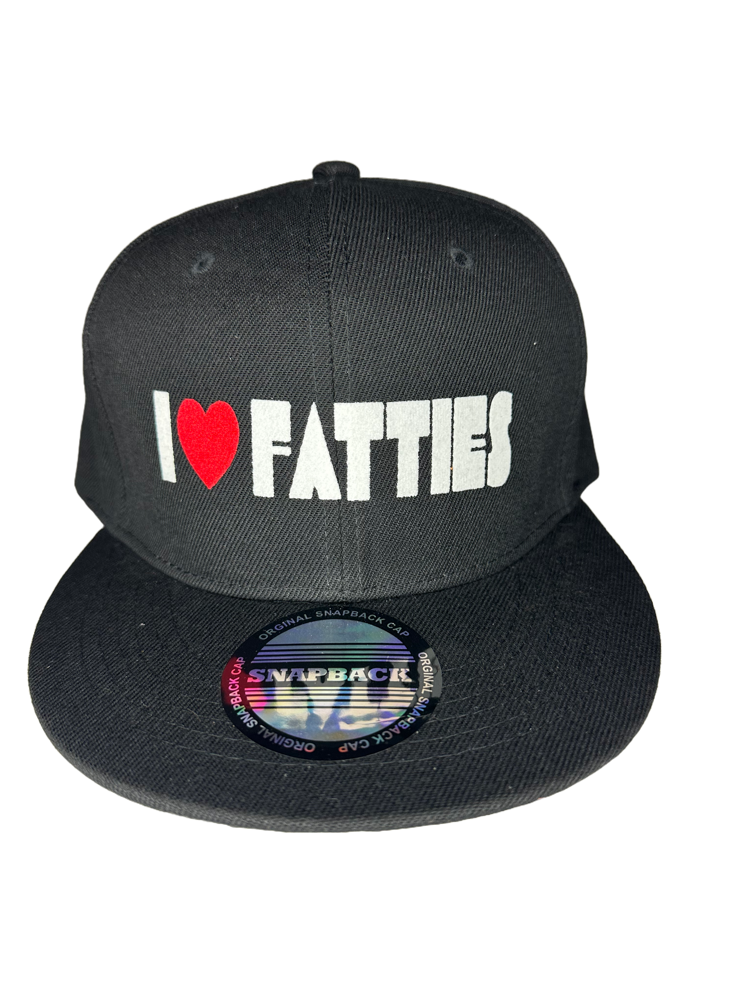 I LOVE (heart) FATTIES - flat brim