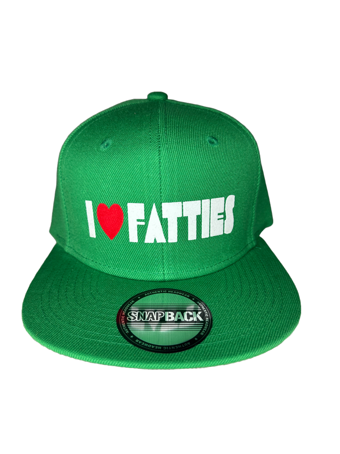 I LOVE (heart) FATTIES - flat brim