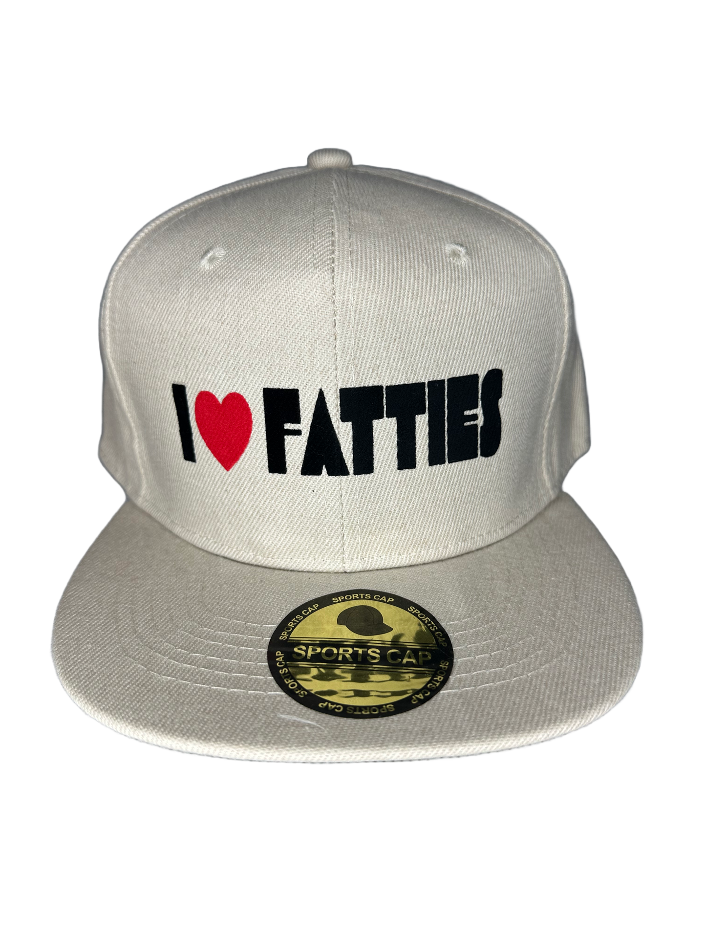 I LOVE (heart) FATTIES - flat brim