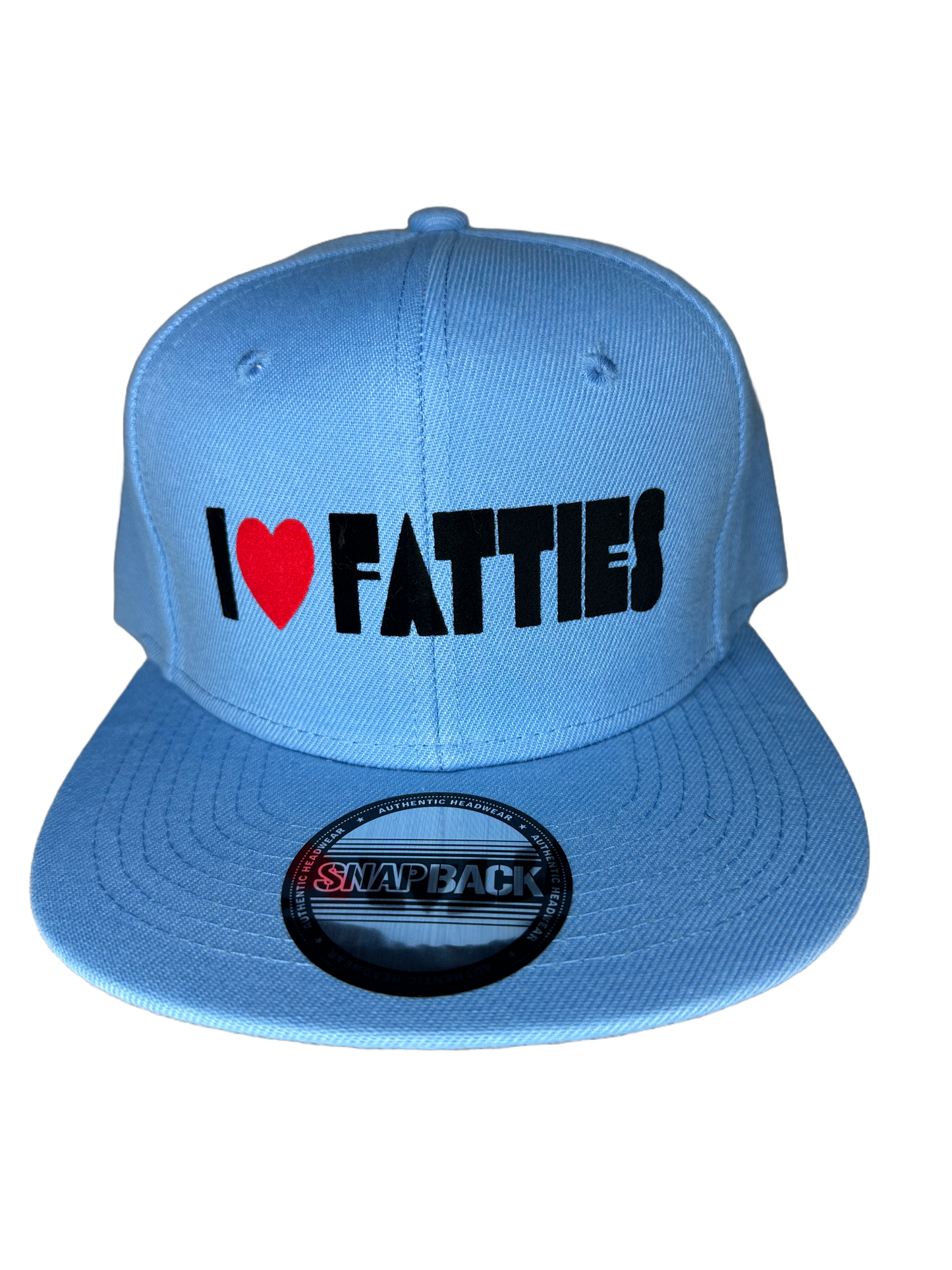 I LOVE (heart) FATTIES - flat brim