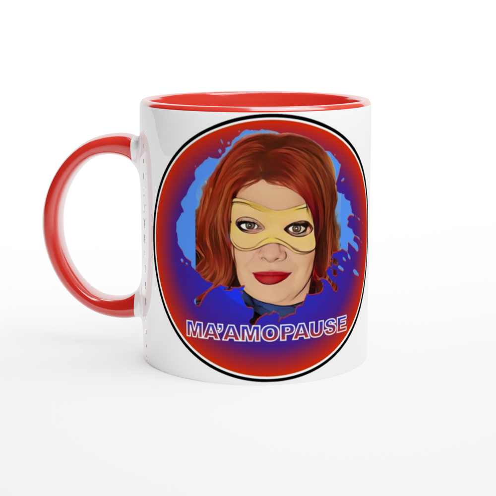 Ma'am -O- Pause! White 11oz Ceramic Mug with Color Inside