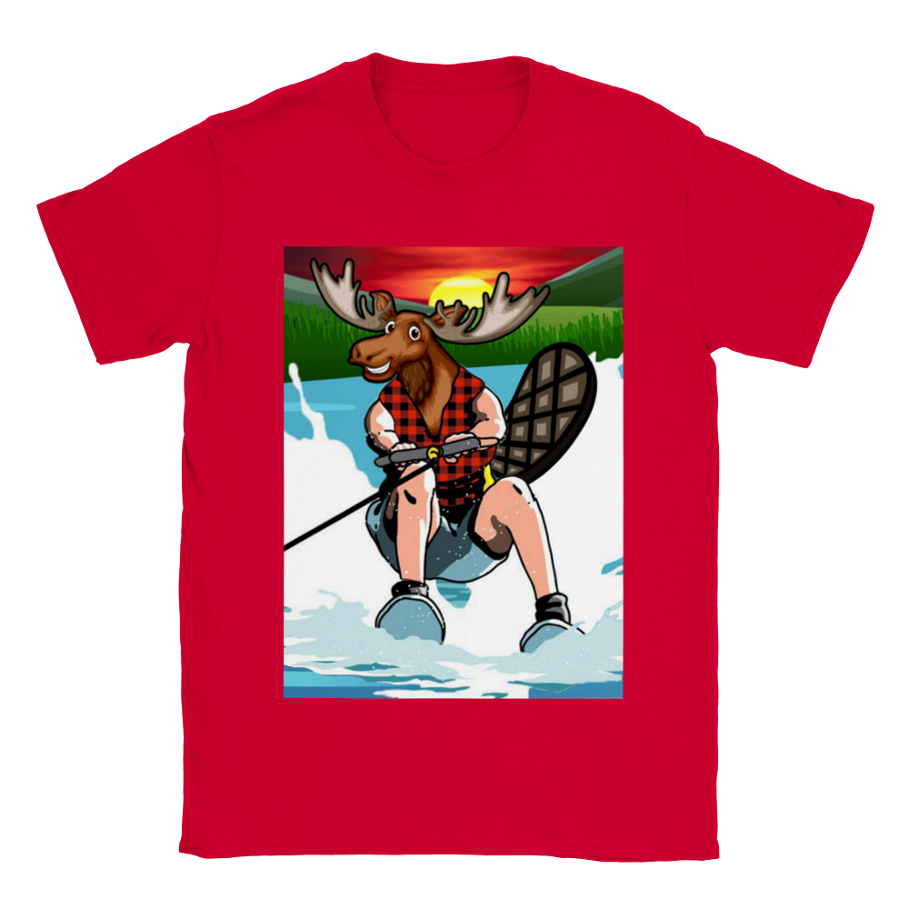 The Canadian Long Weekend - A Moose headed Lumberjack with a beaver tail waterskiing. - Classic Unisex Crewneck T-shirt