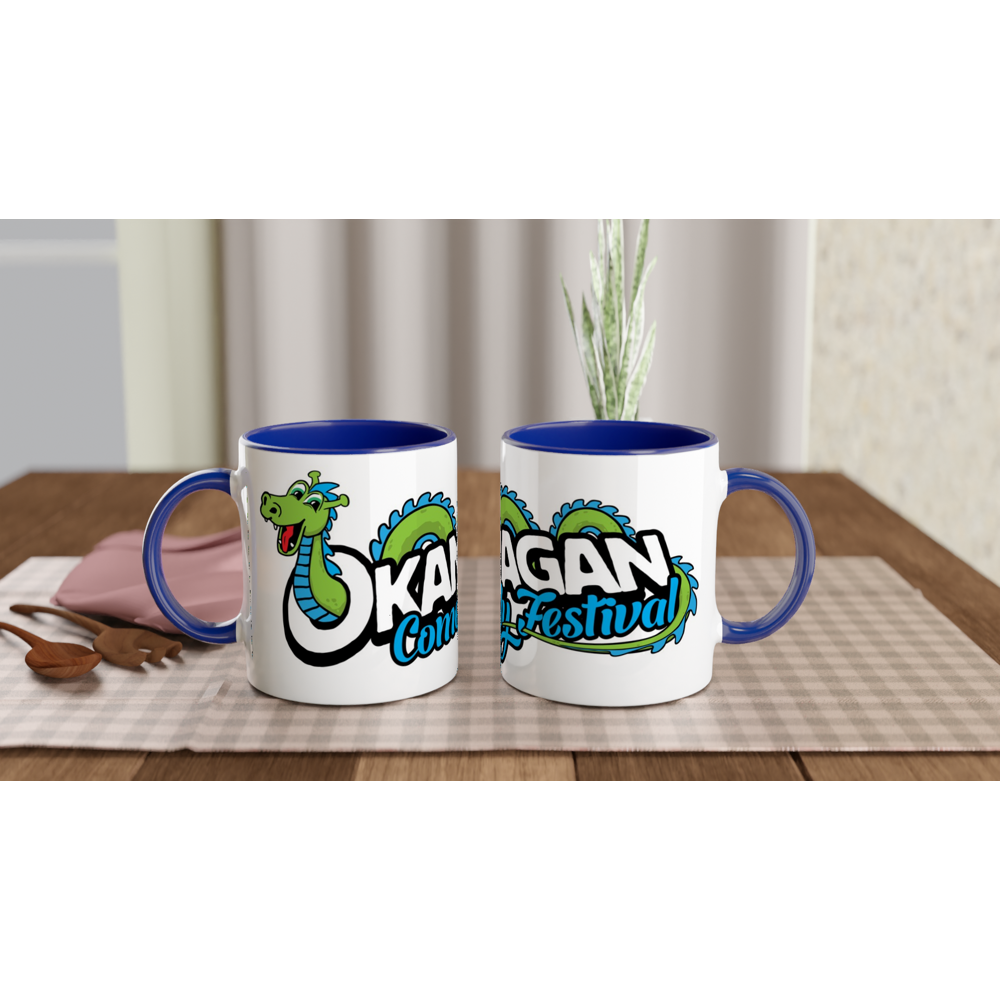 Okanagan Comedy Festival - White 11oz Ceramic Mug with Color Inside
