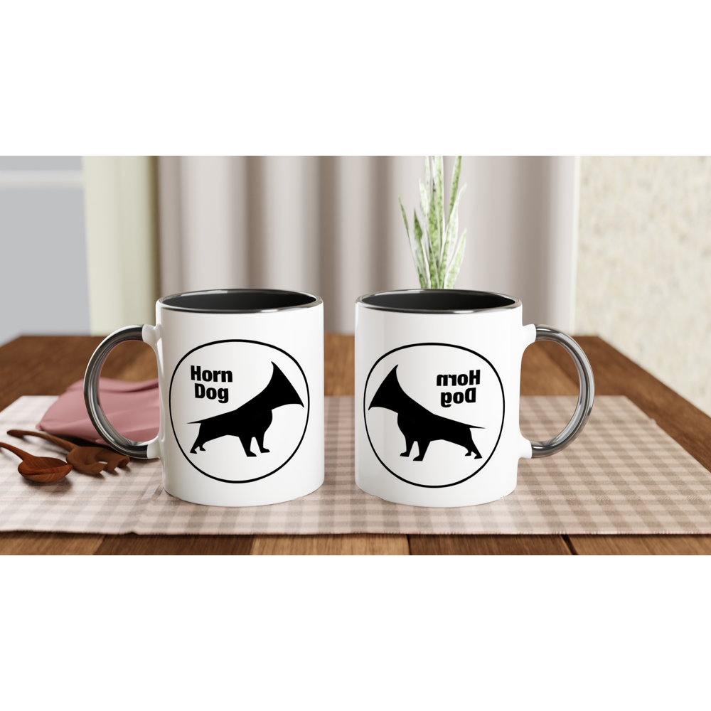 The Right-Handed Horn Dog - White 11oz Ceramic Mug with Color Inside