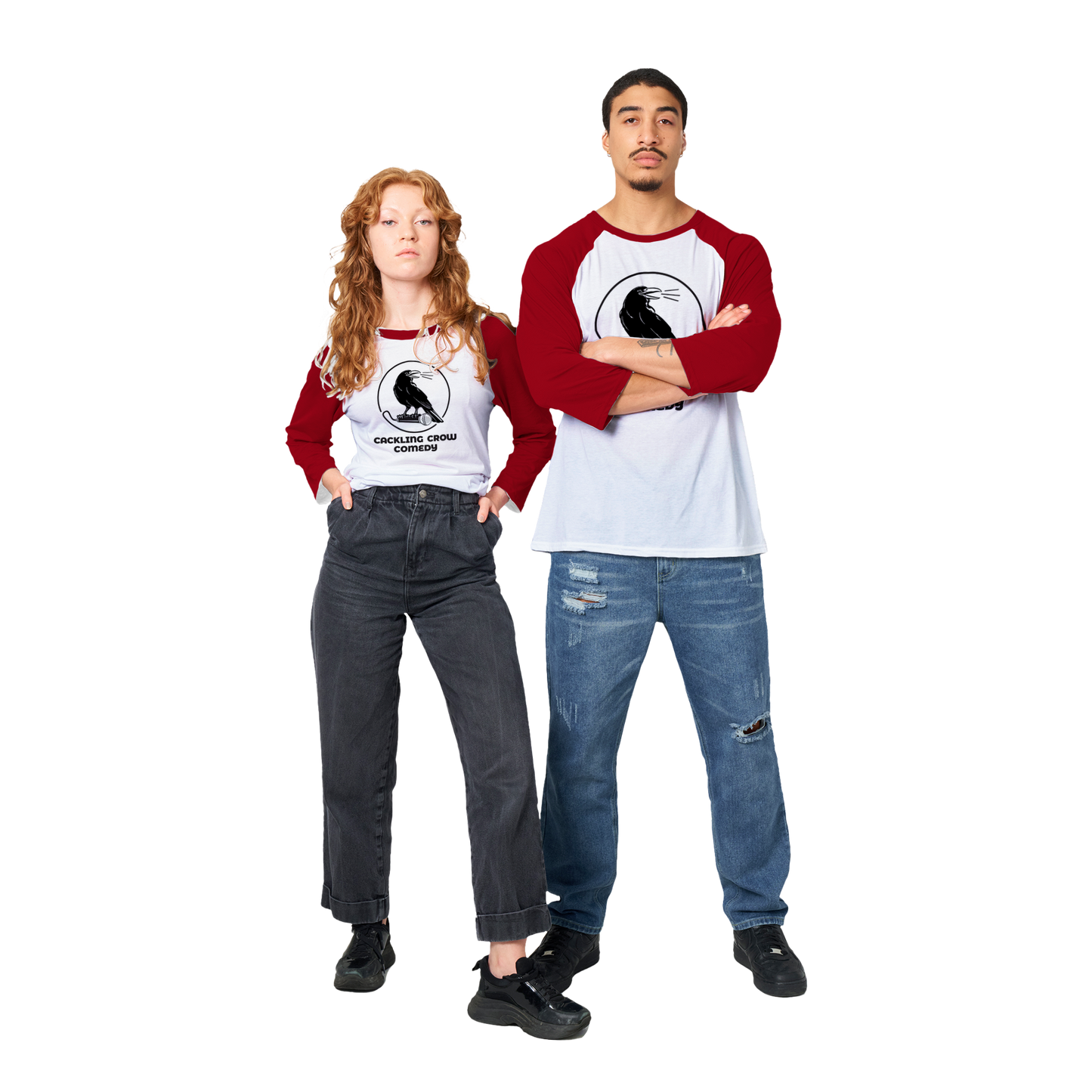 Cackling Crow Comedy - Unisex 3/4 sleeve Raglan T-shirt