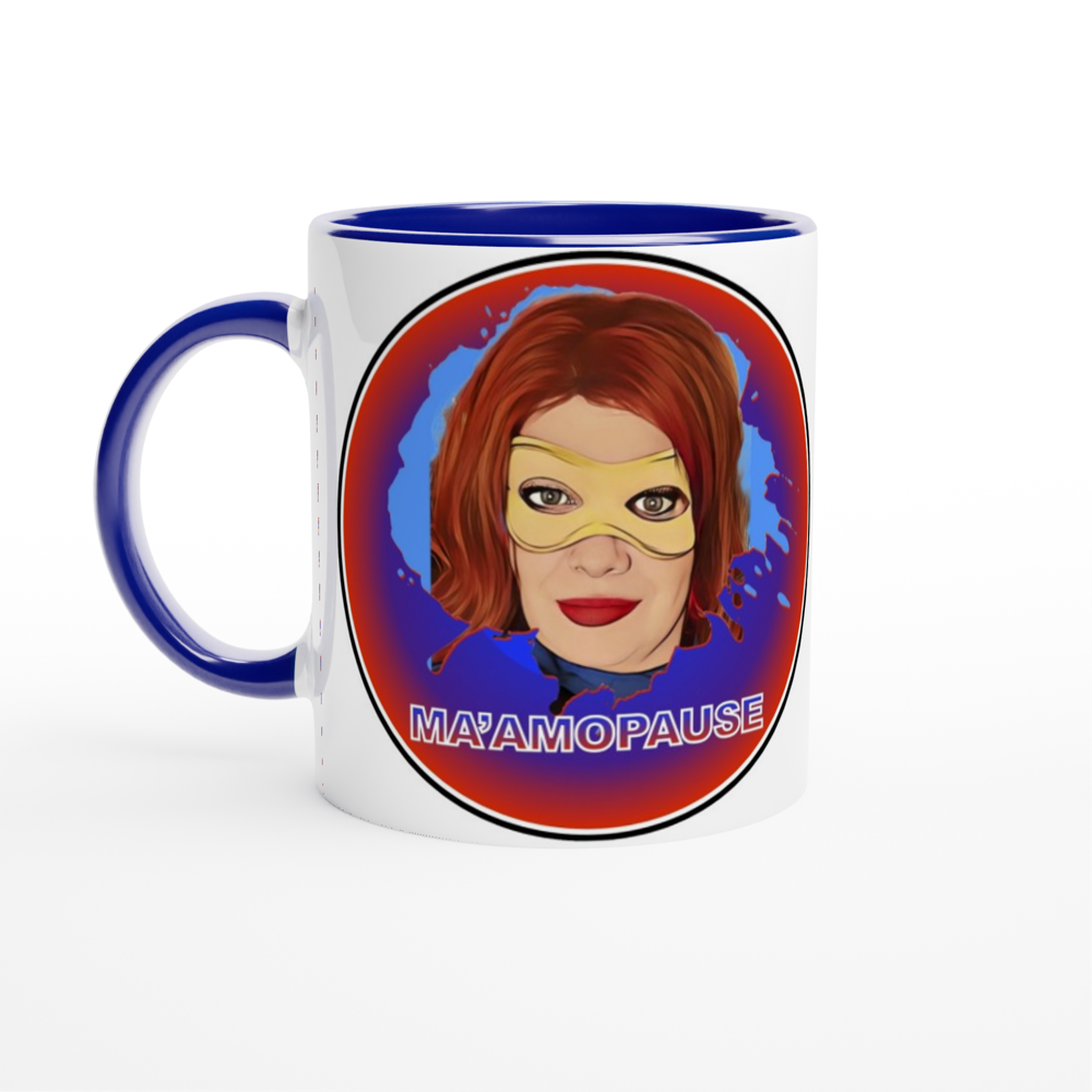 Ma'am -O- Pause! White 11oz Ceramic Mug with Color Inside