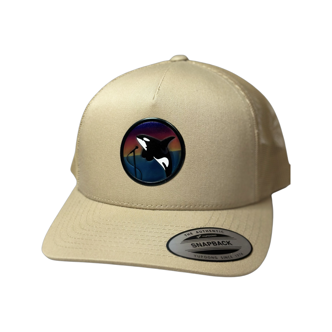 Killer on the Mic Sunset Edition - Premium Metallic Emblem 5 Panel Hat (curved brim)