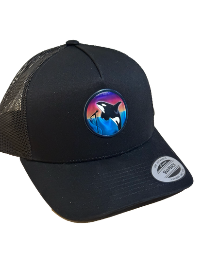 Killer on the Mic Sunset Edition - Premium Metallic Emblem 5 Panel Hat (curved brim)