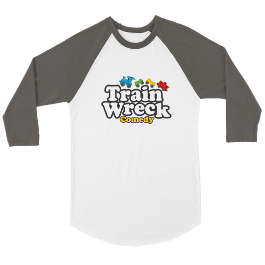 Train Wreck Comedy - Unisex 3/4 sleeve Raglan T-shirt