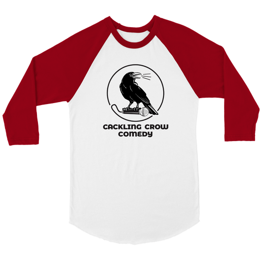 Cackling Crow Comedy - Unisex 3/4 sleeve Raglan T-shirt