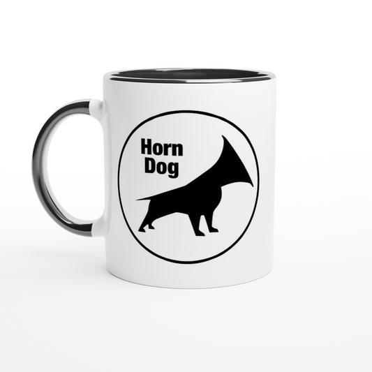 The Right-Handed Horn Dog - White 11oz Ceramic Mug with Color Inside