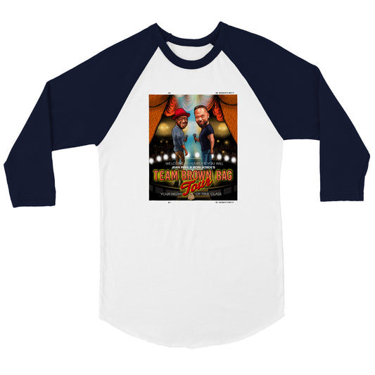 Brown Bag Comedy Tour - Unisex 3/4 sleeve Raglan T-shirt