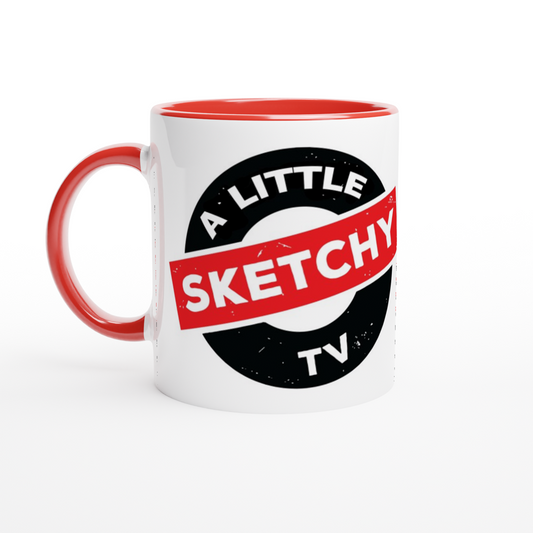 The Sketchy TV Mug - White 11oz Ceramic Mug with Color Inside