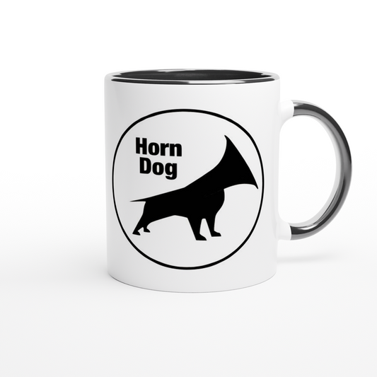 The Left-Handed Horn Dog Mug - White 11oz Ceramic Mug with Color Inside