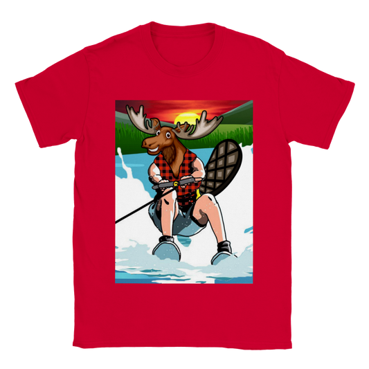 The Canadian Long Weekend -  A Moose headed Lumberjack with a beaver tail waterskiing. - Classic Unisex Crewneck T-shirt