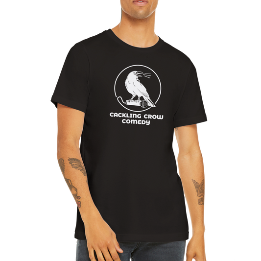 Cackling Crow Comedy - (white logo) Premium Unisex Crewneck T-shirt