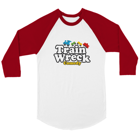 Train Wreck Comedy - Unisex 3/4 sleeve Raglan T-shirt