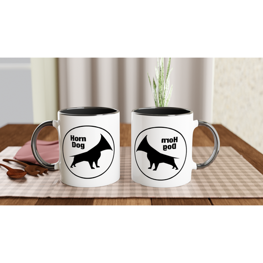 The Right-Handed Horn Dog - White 11oz Ceramic Mug with Color Inside