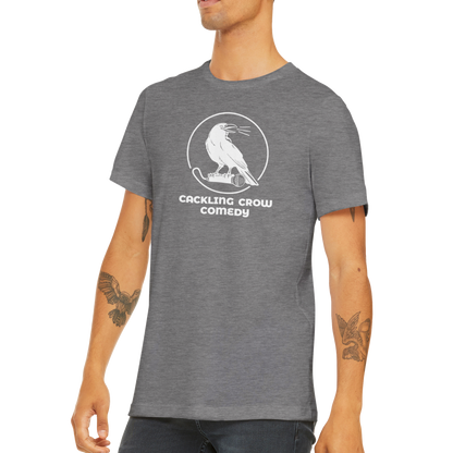 Cackling Crow Comedy - (white logo) Premium Unisex Crewneck T-shirt