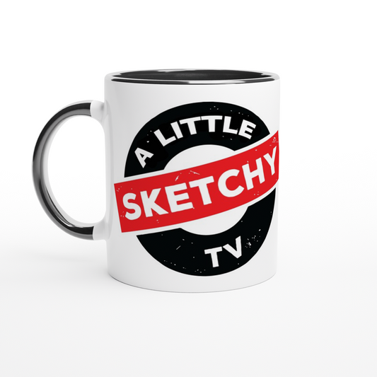 The Sketchy TV Mug - White 11oz Ceramic Mug with Color Inside
