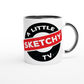 The Sketchy TV Mug - White 11oz Ceramic Mug with Color Inside