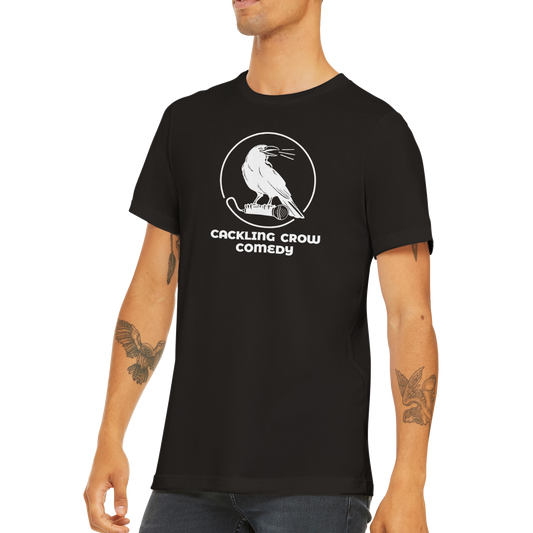 Cackling Crow Comedy - (white logo) Premium Unisex Crewneck T-shirt